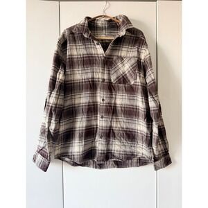 🍁Fall Sale! Under Armour Brown Plaid Flannel Btn Down Loose Fit Men Sz L